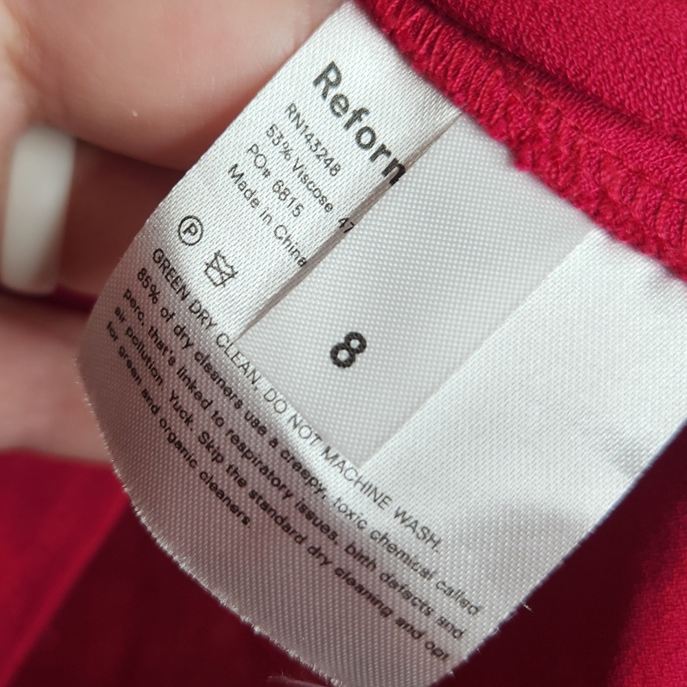Reformation Rhubarb Lindsay Mini Adjustable Dress Sz 8 - Picture 7 of 7